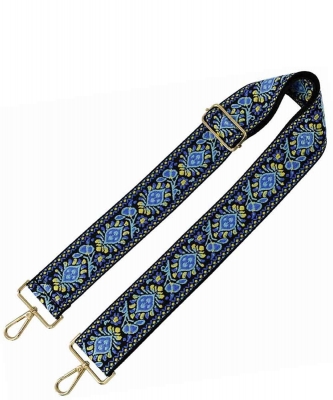 2 Wide Flower Tribal Pattern Guitar Strap SS050P BLACK